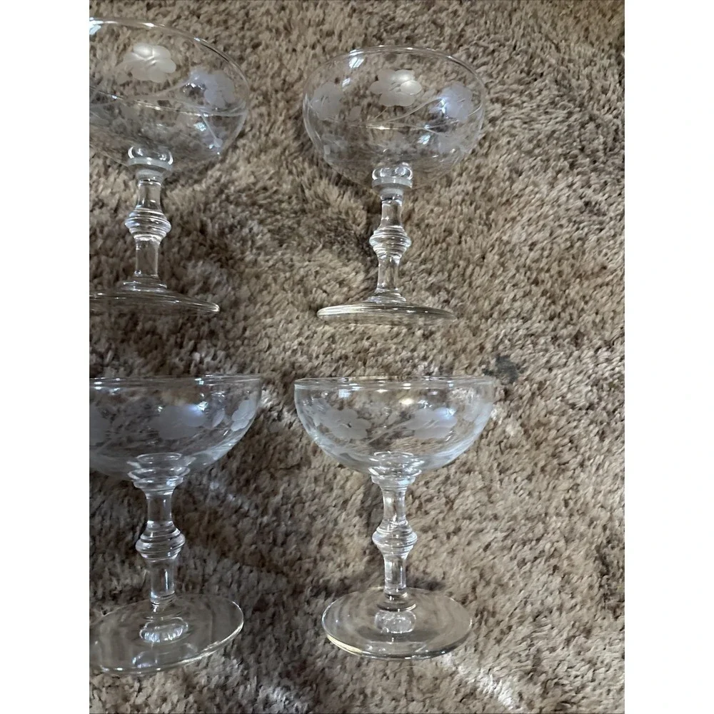 Set Of 10 Vintage Princess House Footed Dessert Sherbet Glasses Heritage Etched